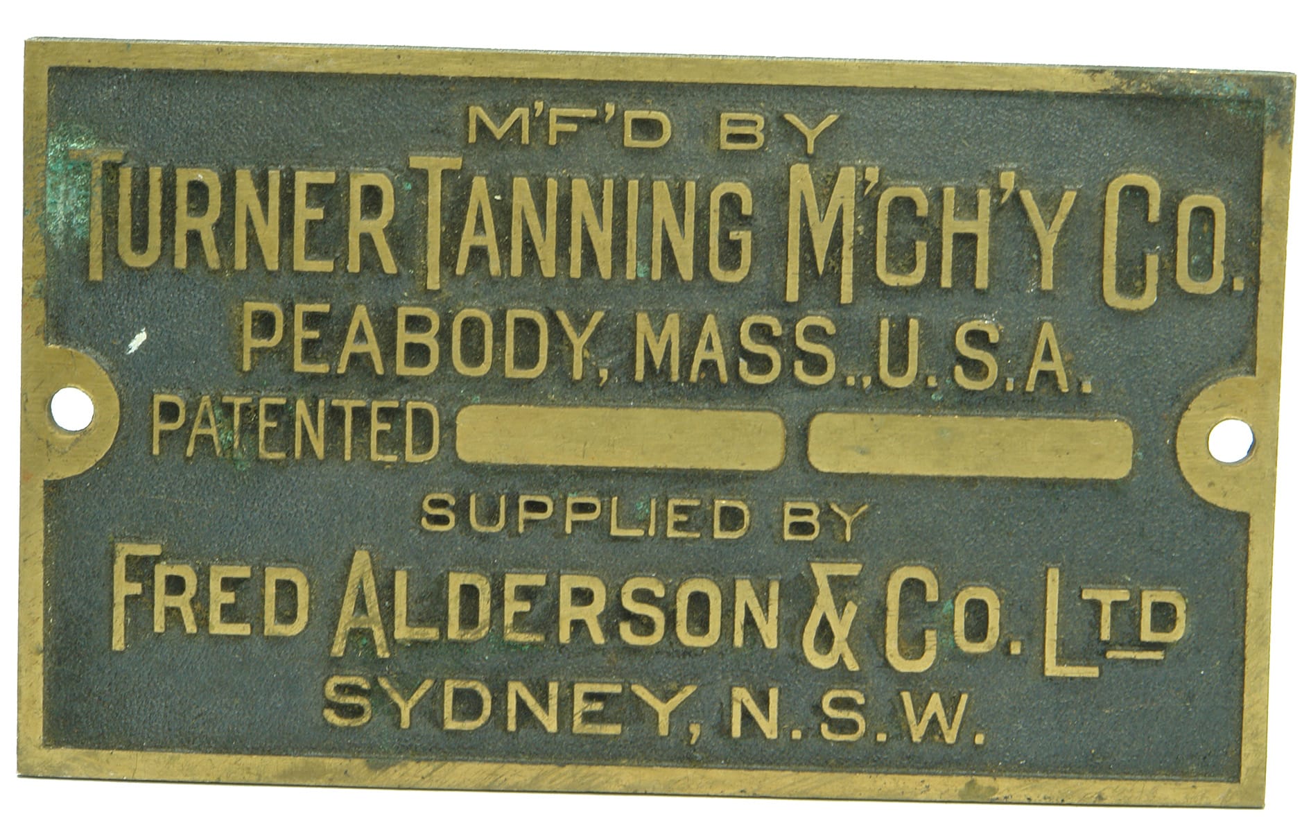 Turner Tanning Peabody Alderson Metal Plaque