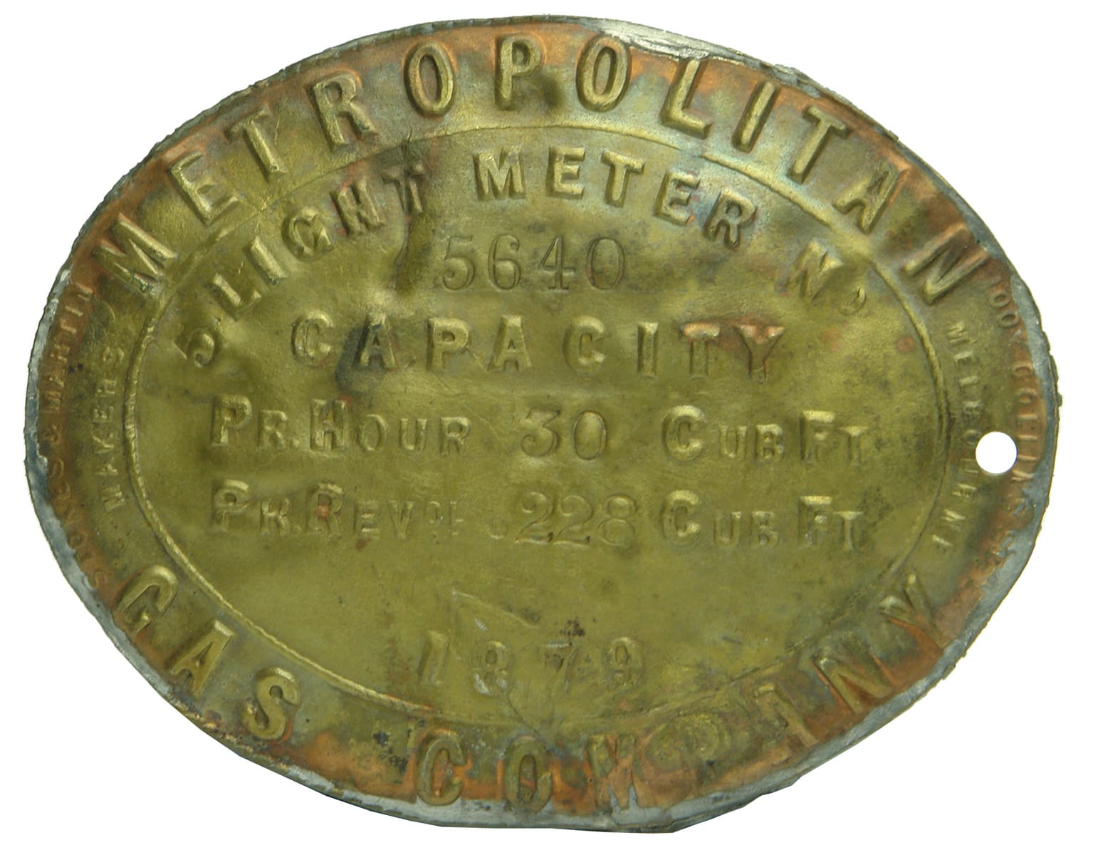 Metropolitan Gas Meter Brass Plaque