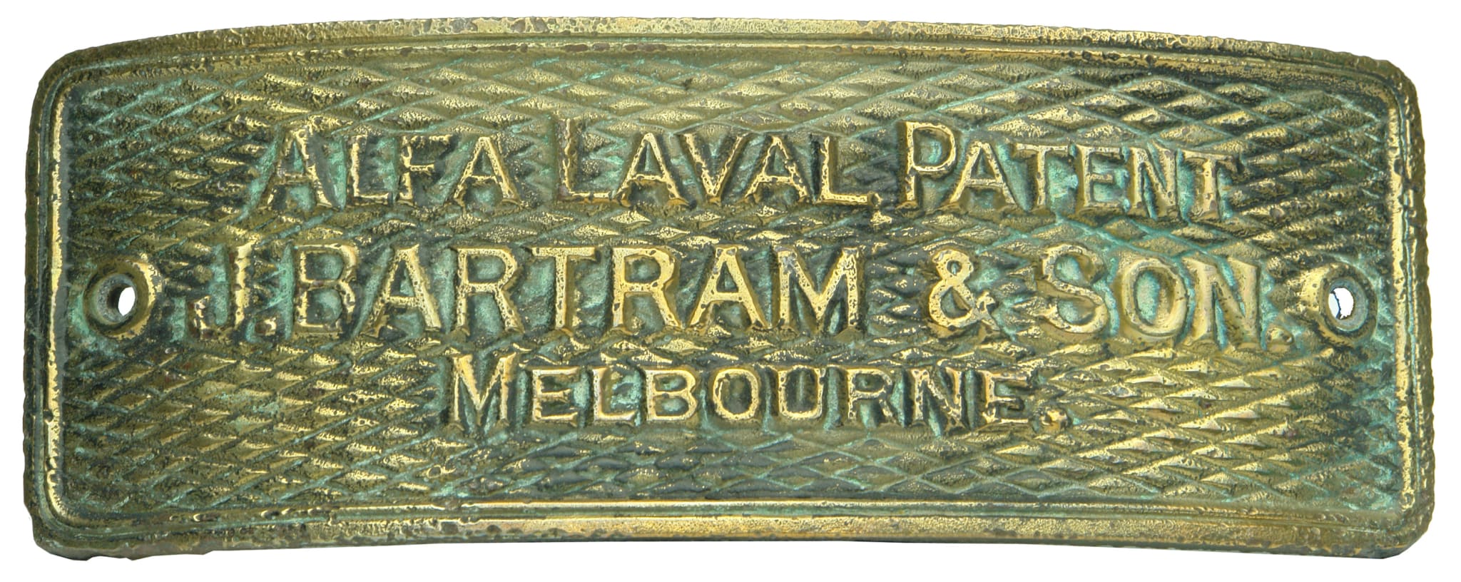 Alfa Laval Patent Bartram Melbourne Name Plate