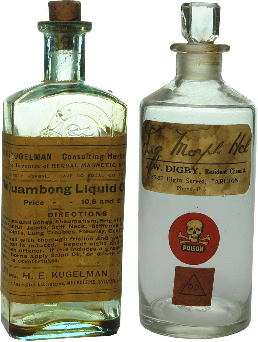 Collection Vintage Antique Chemist Pharmacy type Bottles