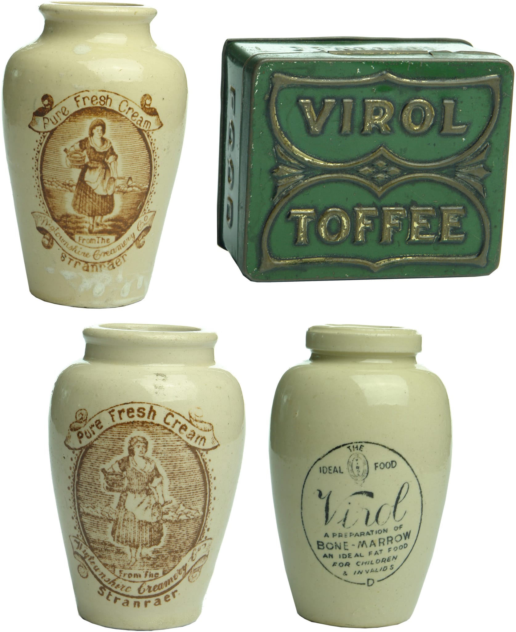 Antique Cream Jars Virol Tin