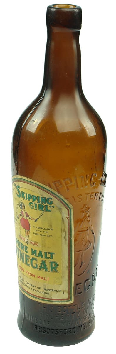 Skipping Girl Vinegar Amber Labelled Bottle