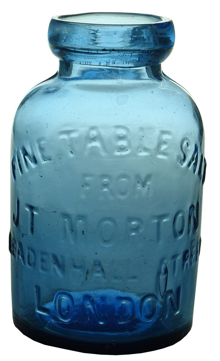 Fine Table Salt Morton London Blue Glass Jar