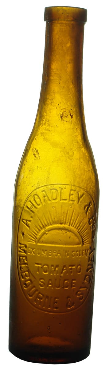 Hoadley Rising Sun Melbourne Sydney Amber Glass Bottle