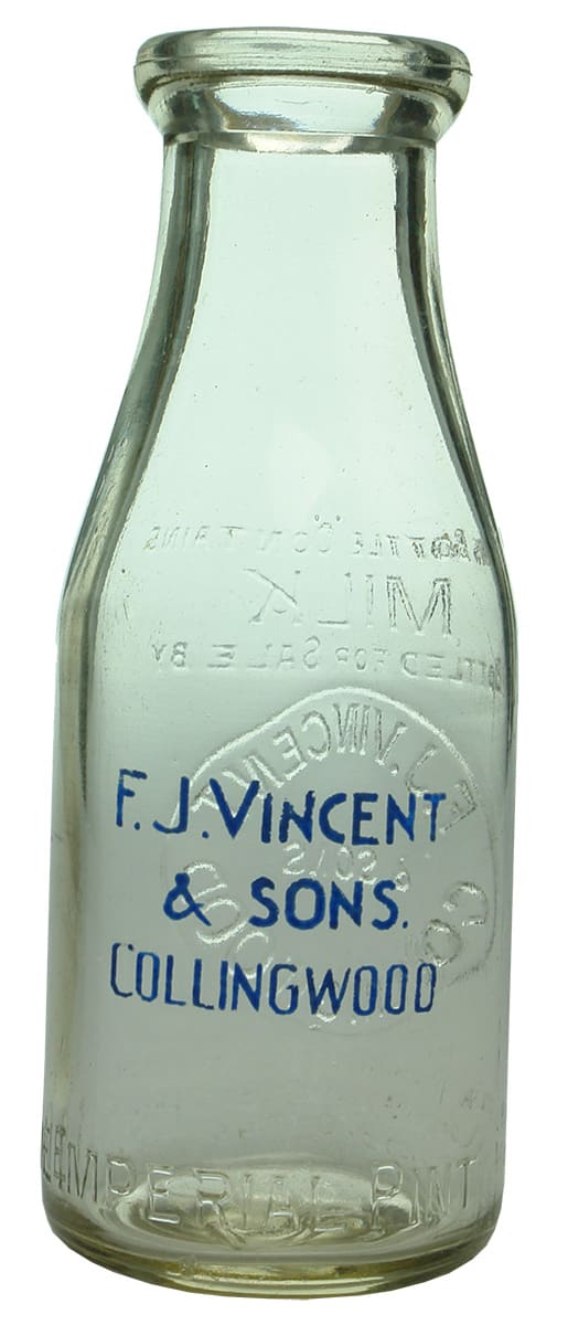 Vincent Collingwood Vintage Pint Milk Bottle