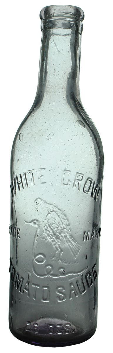 White Crow Tomato Sauce Antique Bottle