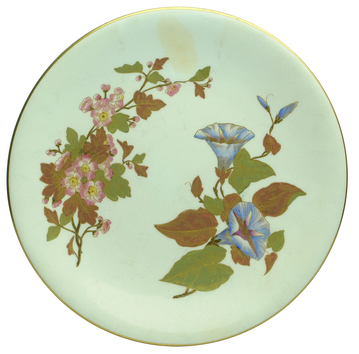 Blue Pink Flowers Antique Plate