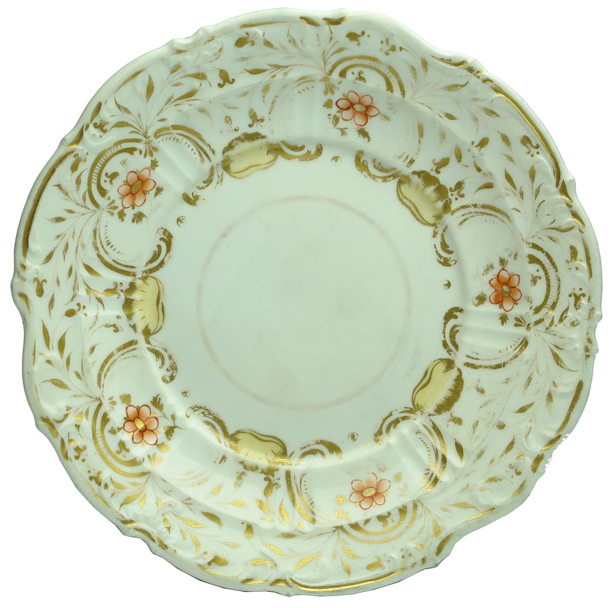 Gold Leaf Floral Antique Plate