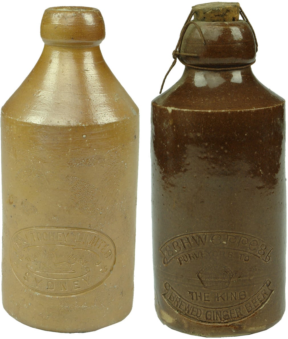 Collection Group Antique Stoneware Ginger Beer Bottles