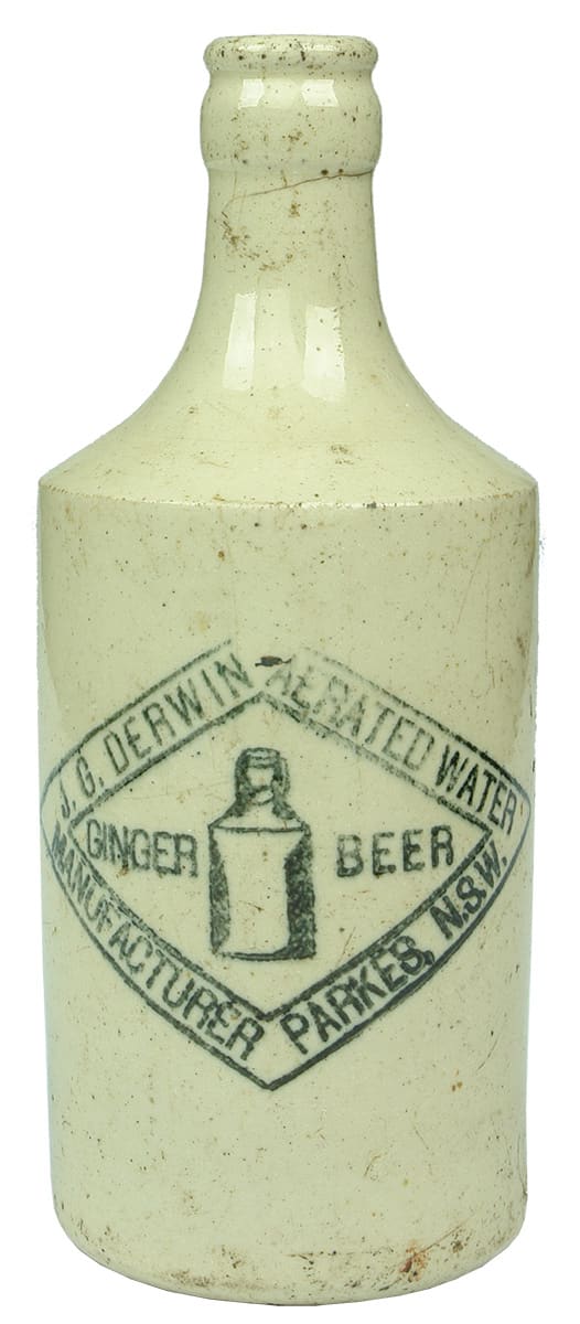 Derwin Aerated Water Ginger Beer Parkes Stoneware Bottle