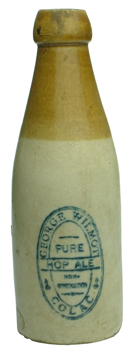 George Wilmot Pure Hop Ale Colac Stoneware Bottle
