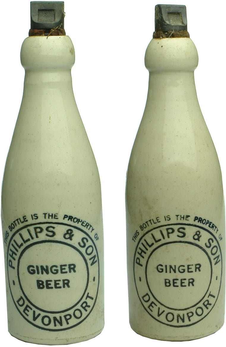 Phillips Devonport Stoneware Ginger Beer Bottles