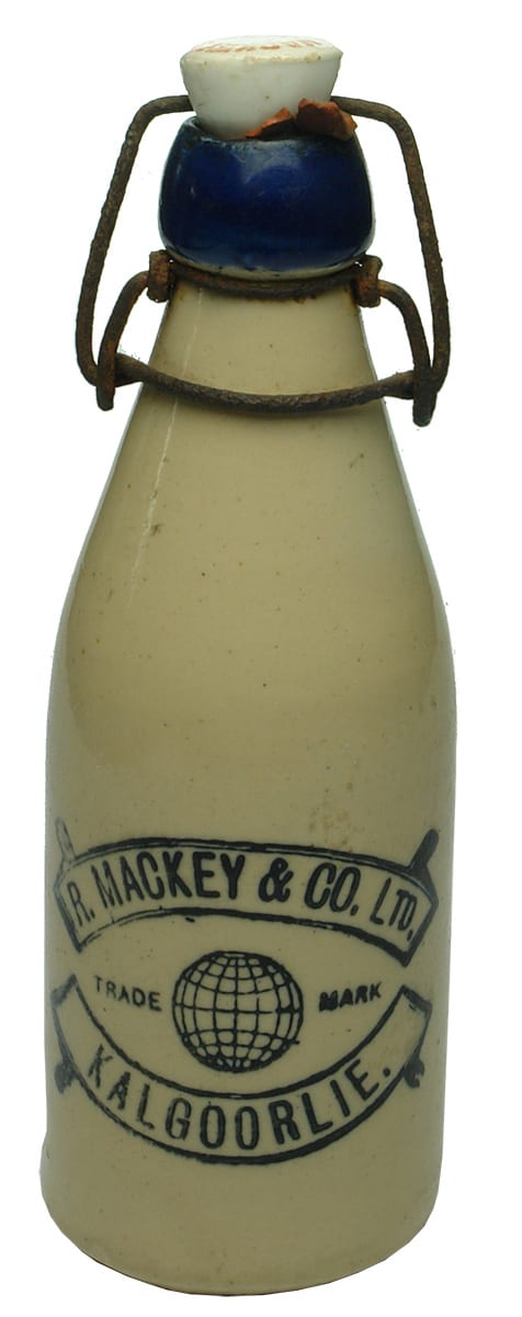 Mackey Kalgoorlie Globe Stoneware Ginger Beer Bottle