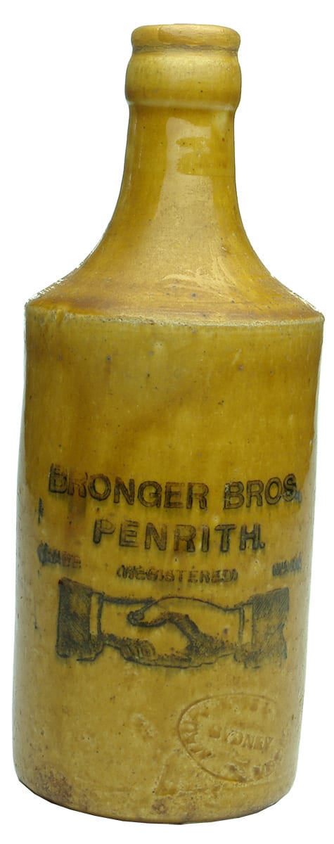 Bronger Bros Penrith Handshake Stone Ginger Beer Bottle