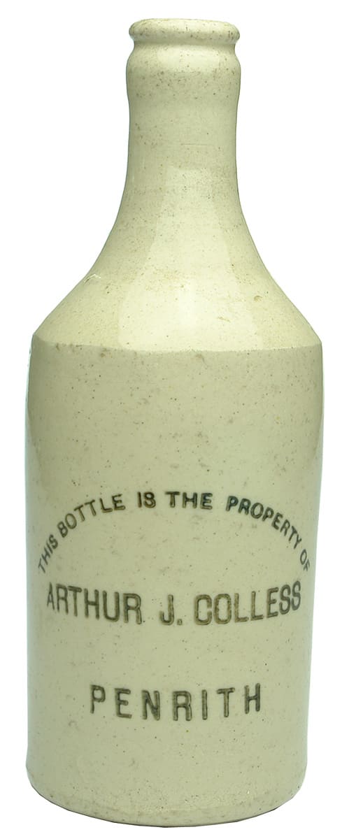 Arthur Colless Penrith Stoneware Ginger Beer Bottle