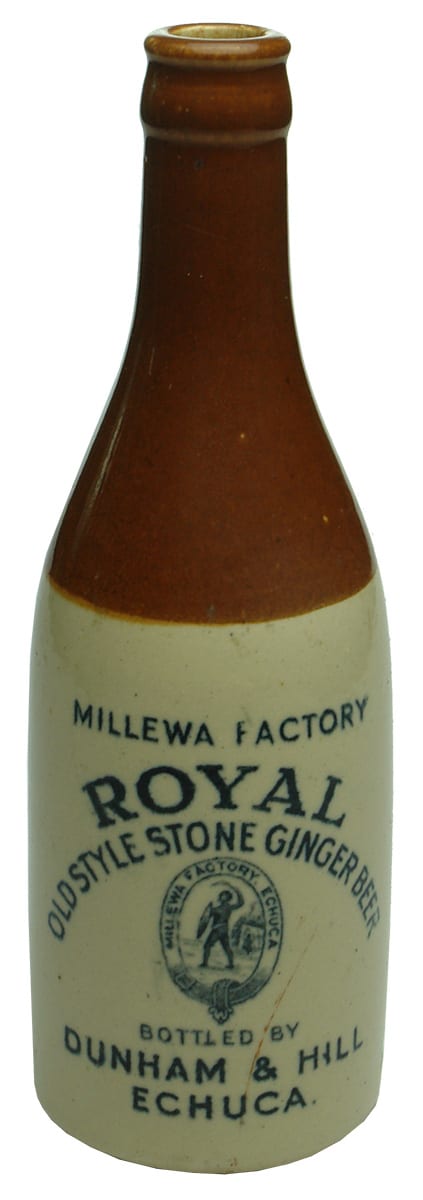 Millewa Factory Royal Old Style Stone Ginger Beer Bottle