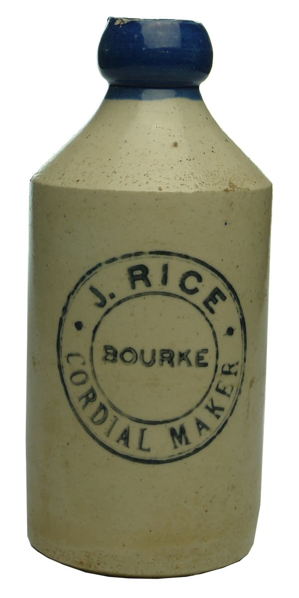 Rice Bourke Cordial Maker Stone Ginger Beer Bottle