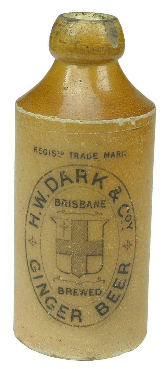 Dark Brisbane Shield Stoneware Ginger Beer Bottle