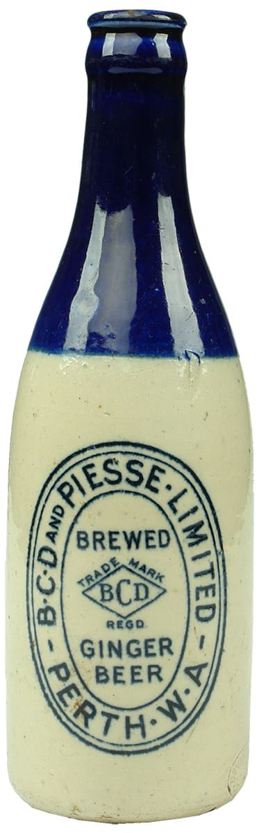 BCD Piesse Brewed Ginger Beer Perth Crown Seal Bottle