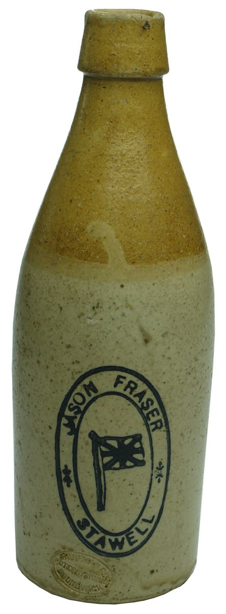 Jason Fraser Flag Stawell Stoneware Ginger Beer Bottle