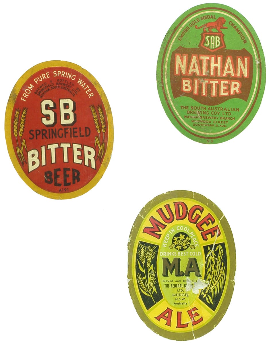 Three Australian Vintage Beer Labels