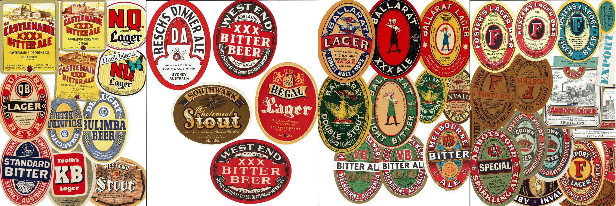 Vintage Australian Brewery Beer Labels