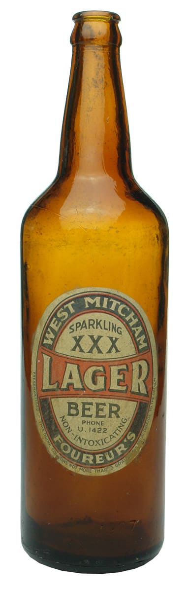 West Mitcham Lager Labelled Vintage Beer Bottle