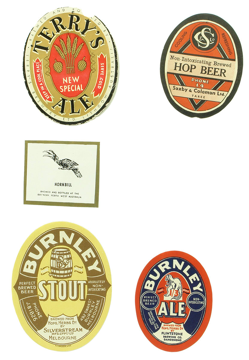 Five Australian Vintage Beer Labels