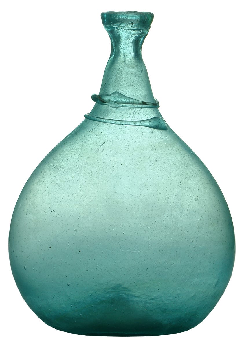 Persian Saddle Flask Antique Glass Bottle