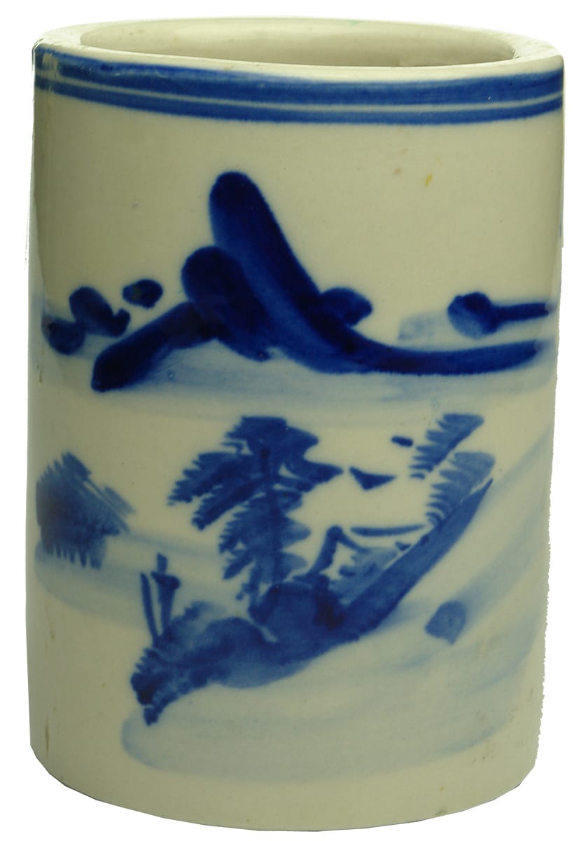Blue White Chinese Ceramic Brush Pot