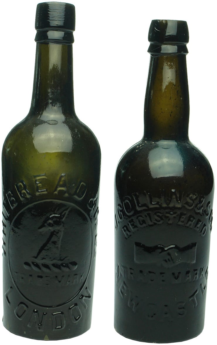 Black Glass Antique English Beer Bottles