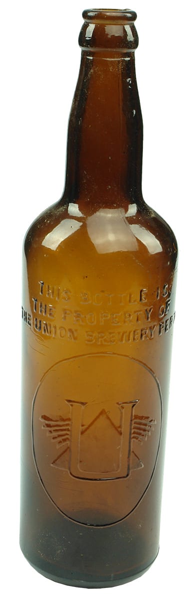 Union Brewery Perth Brown Glass Beer Bottle