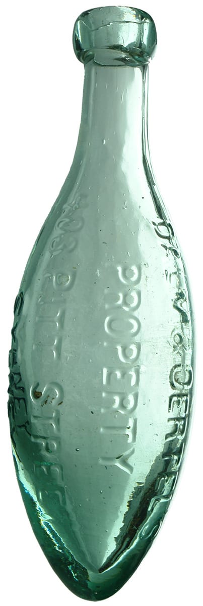 Dalm Oertel Pitt Street Sydney Torpedo Bottle