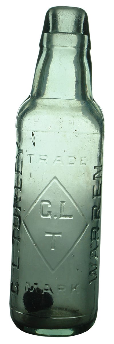 Turley Warren Diamond Antique Lamont Patent Bottle