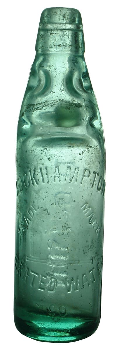 Rockhampton Aerated Waters Pictorial Codd Marble Bottle