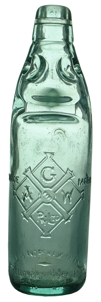 Geelong Aerated Waters 1919 Codd Marble Bottle