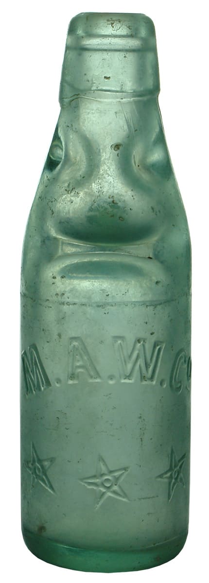 MAW Menzies Aerated Waters Antique Codd Bottle