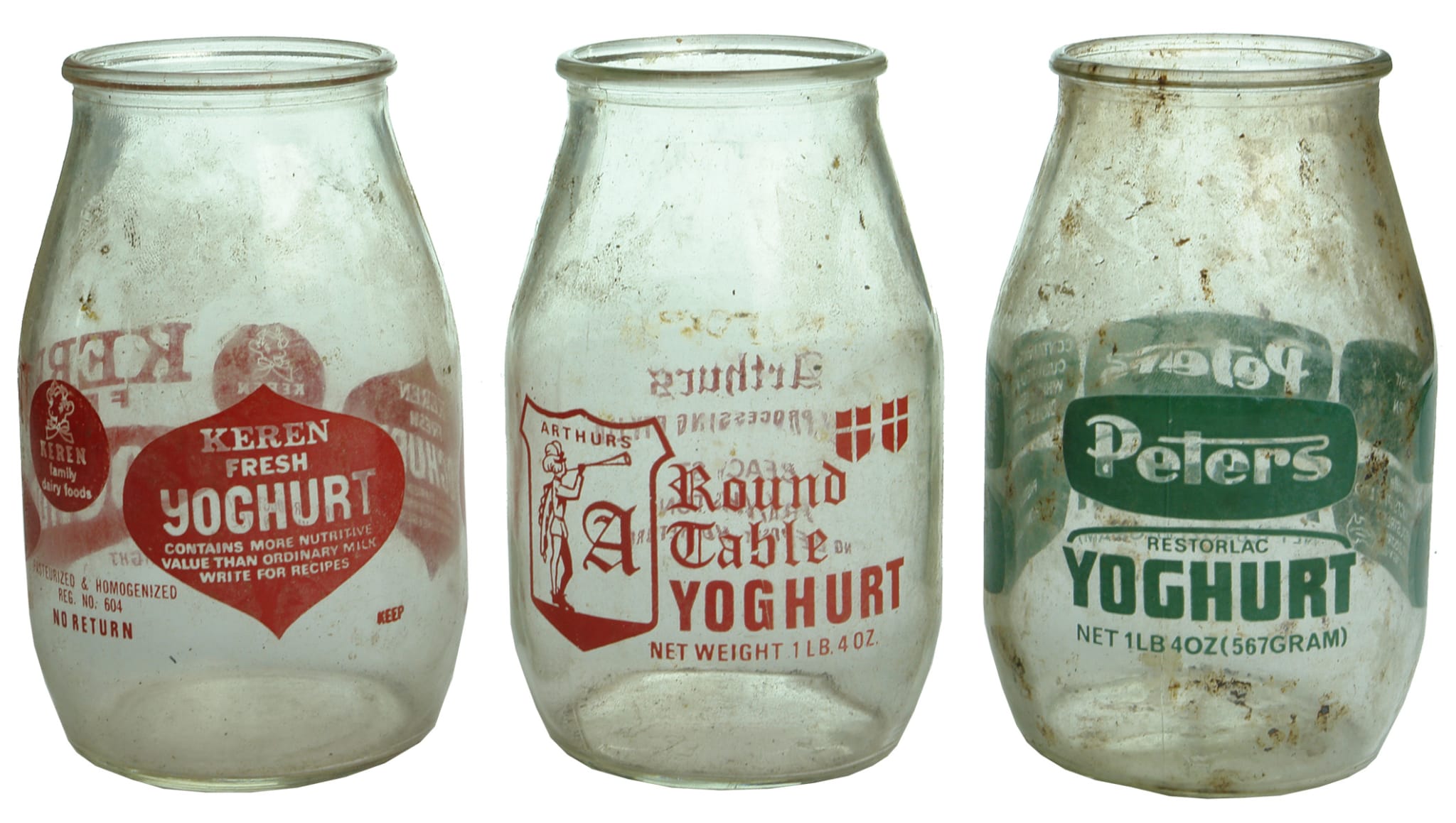 Old Ceramic Label Yoghurt Jars