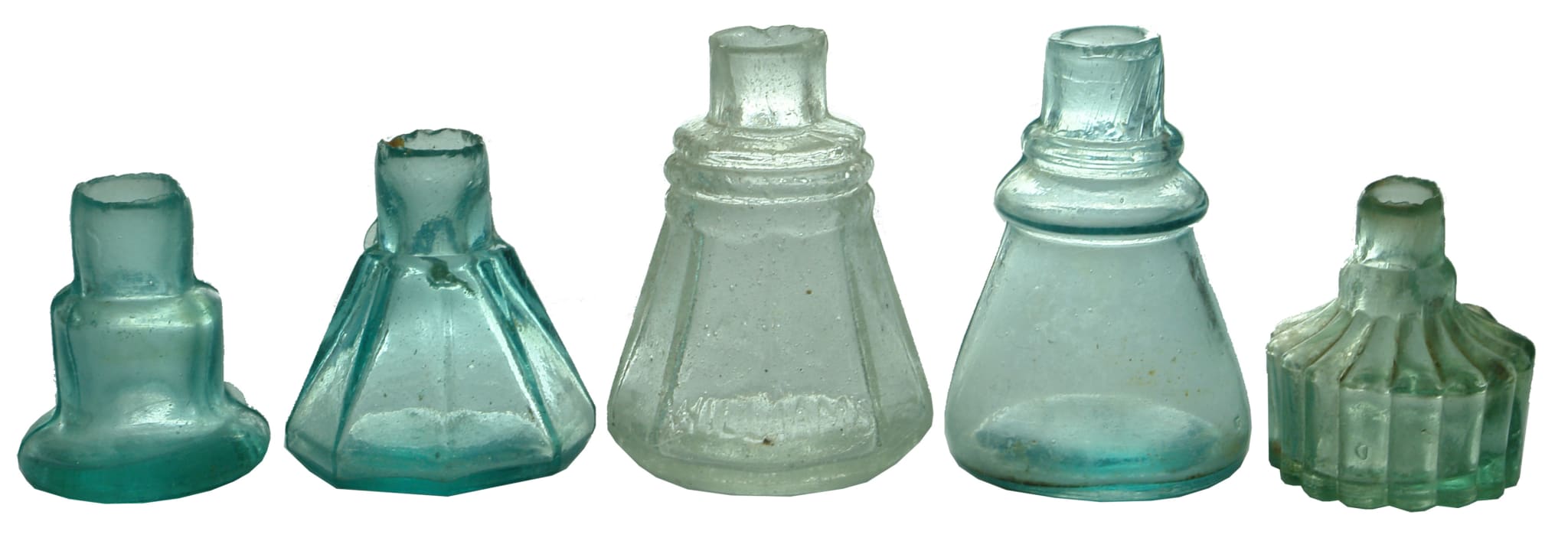 Collection Antique Glass Ink Bottles