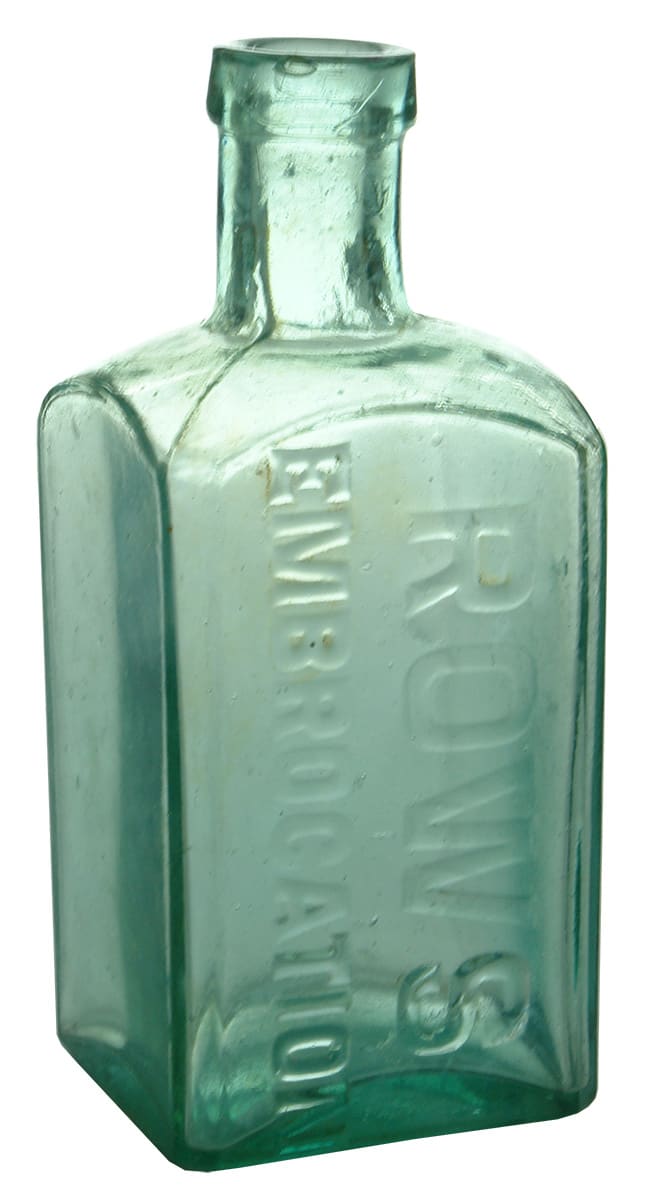 Rows Embrocation Aqua glass bottle