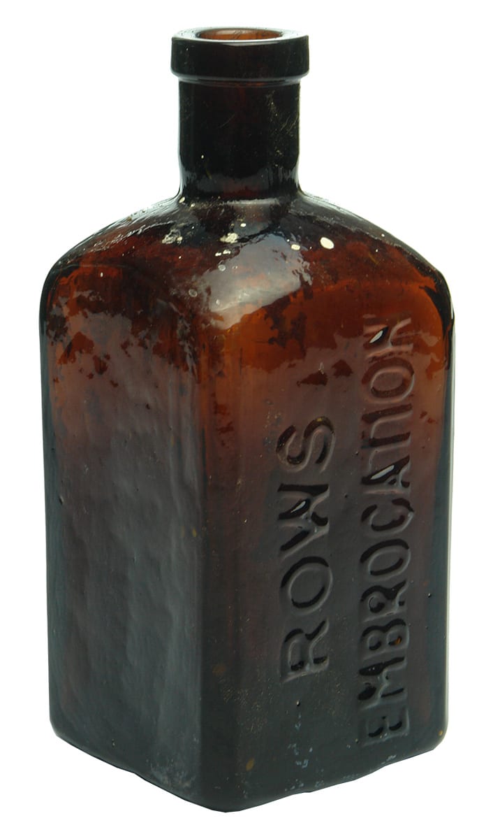 Rows Embrocation Amber glass bottle
