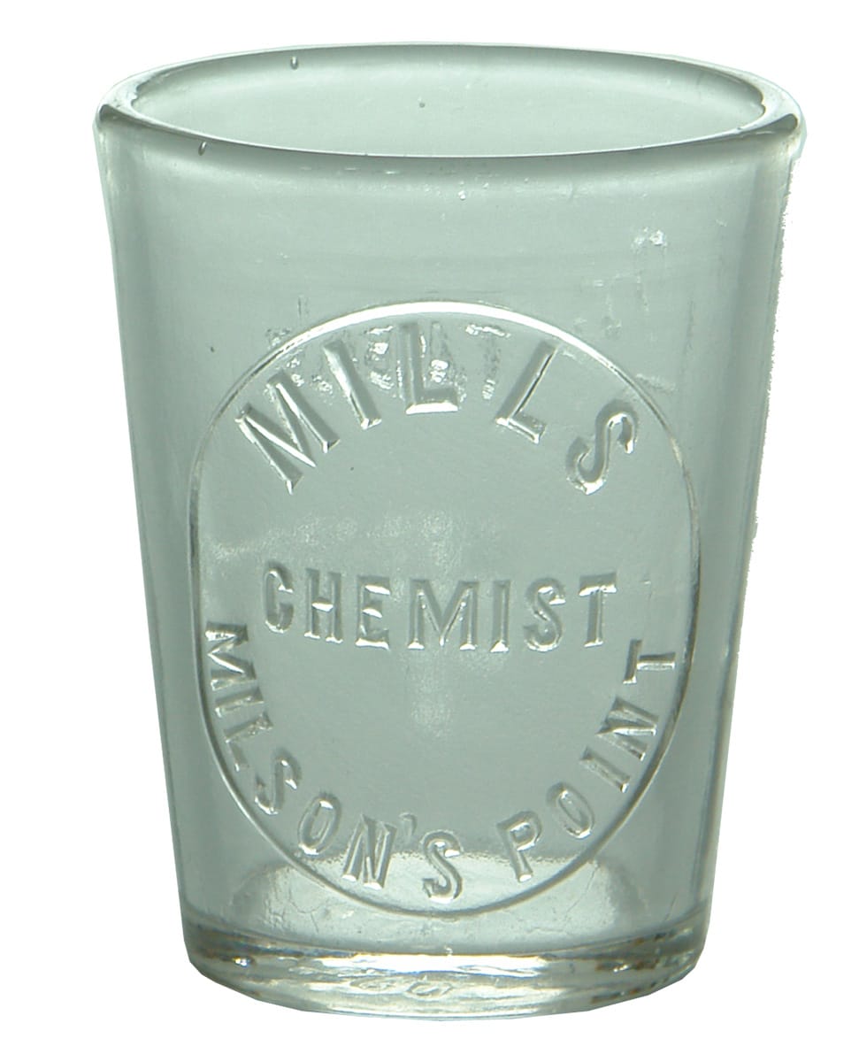 Mills Milsons Point Chemist Dose Cup Medicine Glass