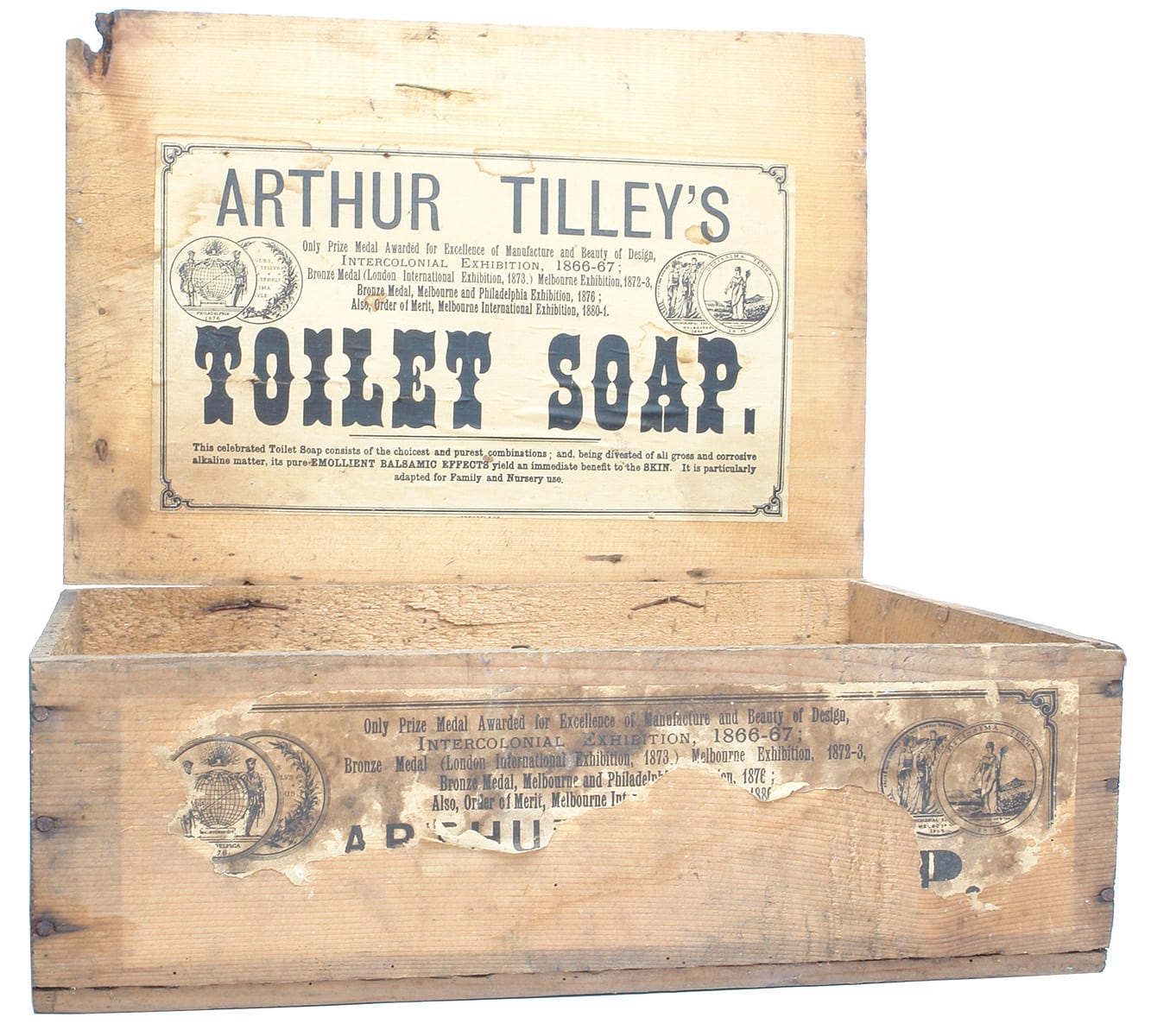 Arthur Tilley's Toilet Soap Original Paper Label Wooden Box