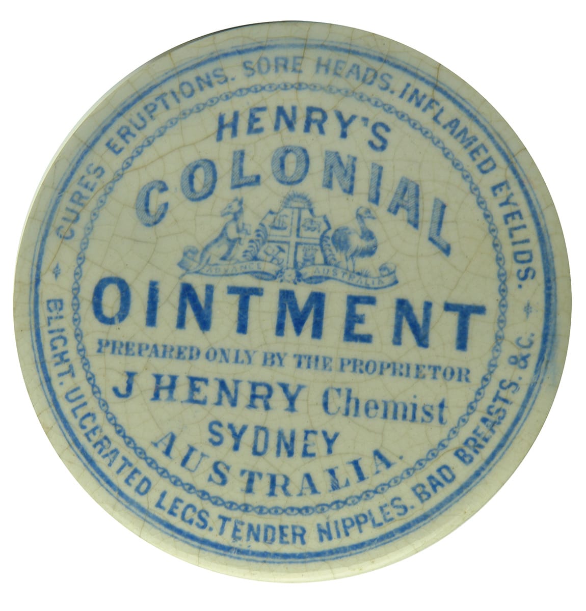 Henry's Colonial Ointment Sydney Antique Pot Lid