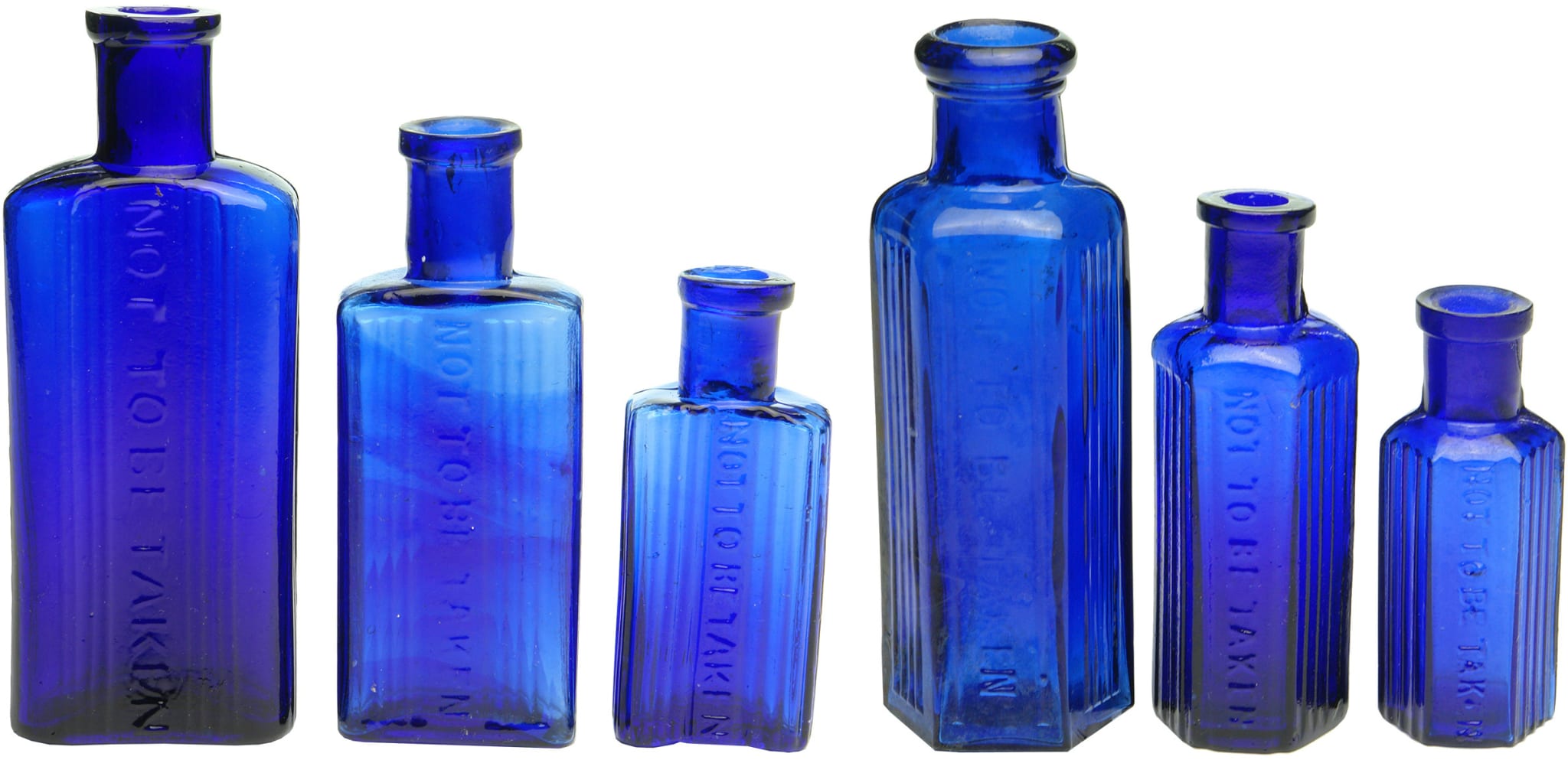 Collection Cobalt Blue Glass Poison Bottles