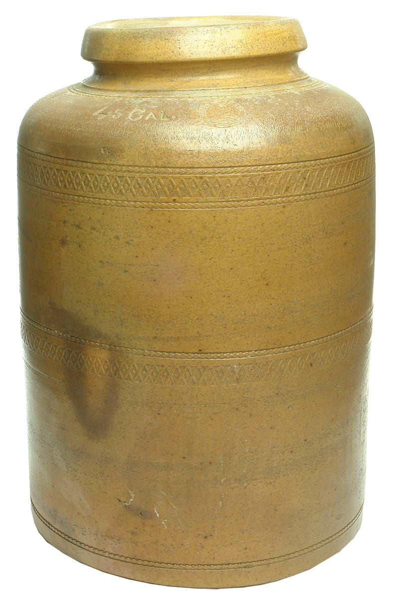 Lithgow Pottery Kangaroo Stamp Large Salt Glaze Bung Jar