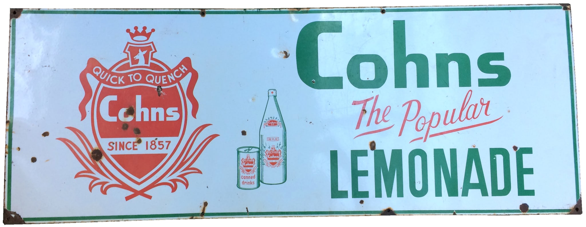 Cohns Lemonade Advertising Enamel Sign