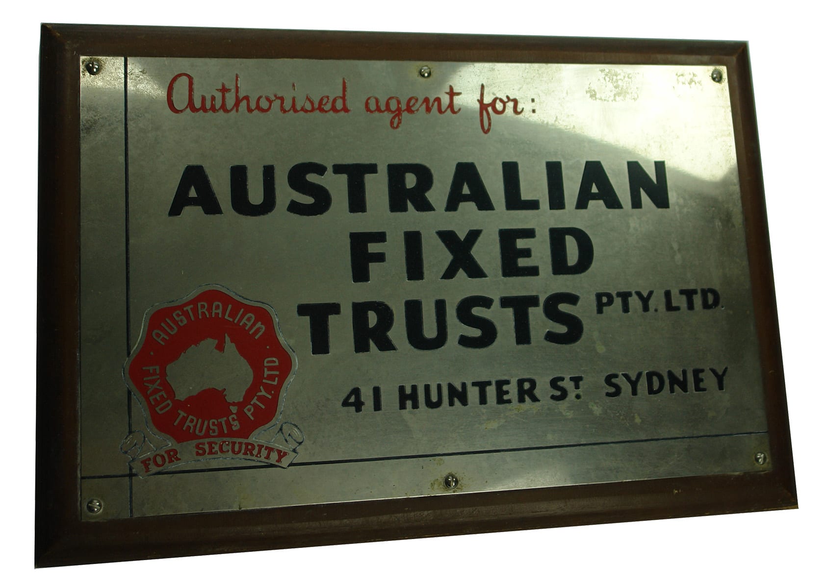Australian Fixed Trusts Vintage Metal Sign
