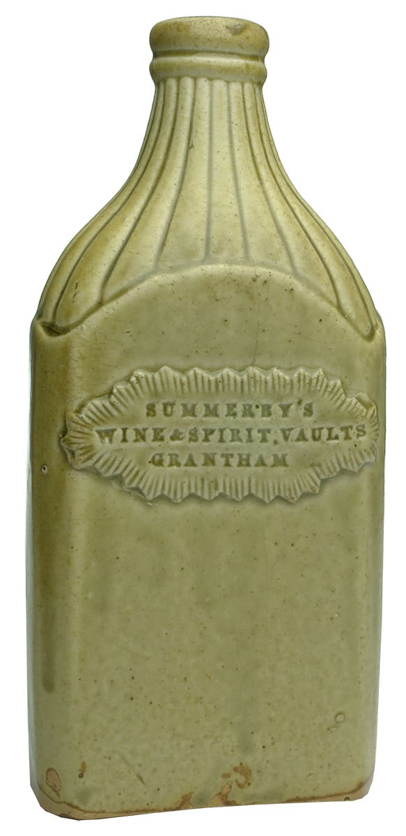 Summerby's Wine Spirit Vaults Grantham Antique Pottery Flask