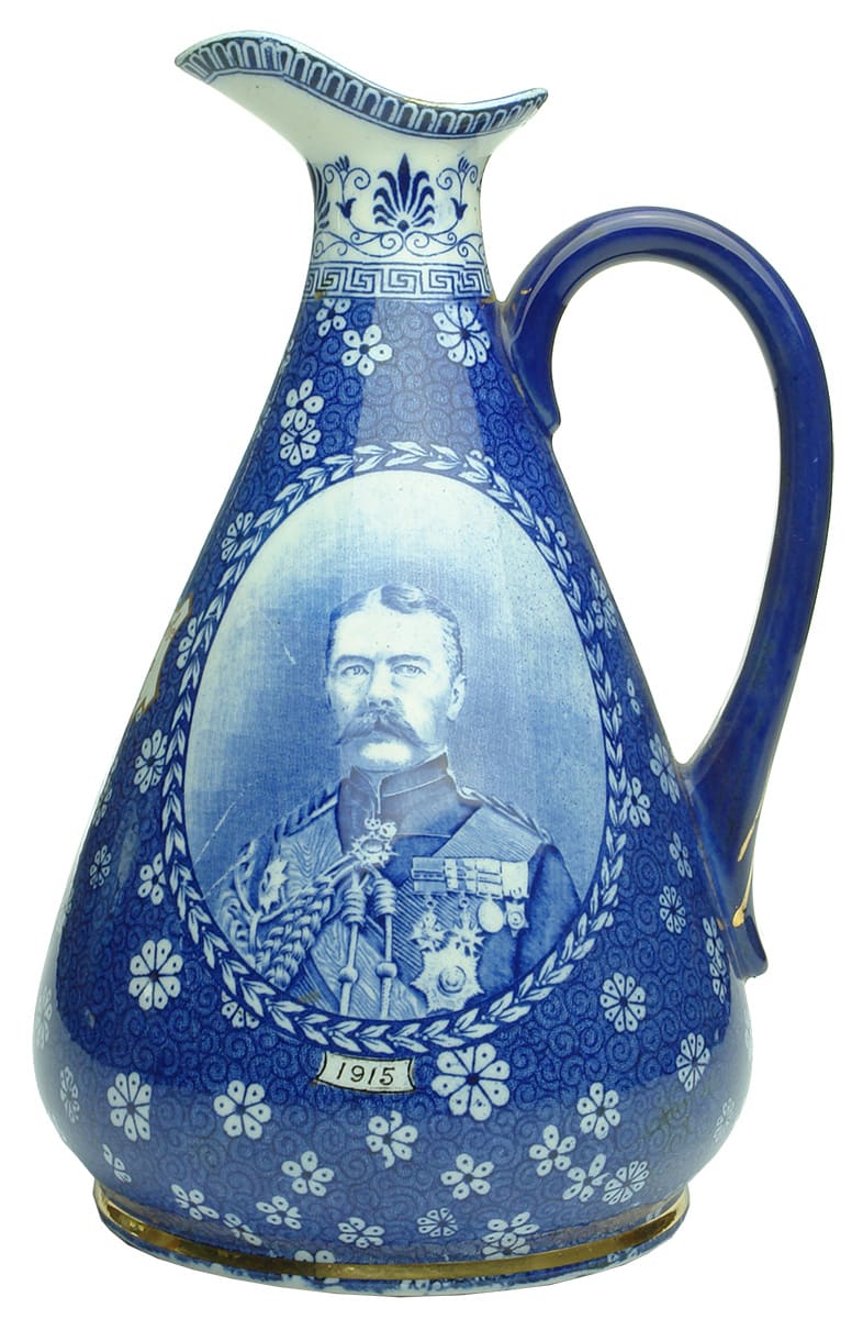 Lord Kitchener Duke Wellington Blue Ceramic Decanter